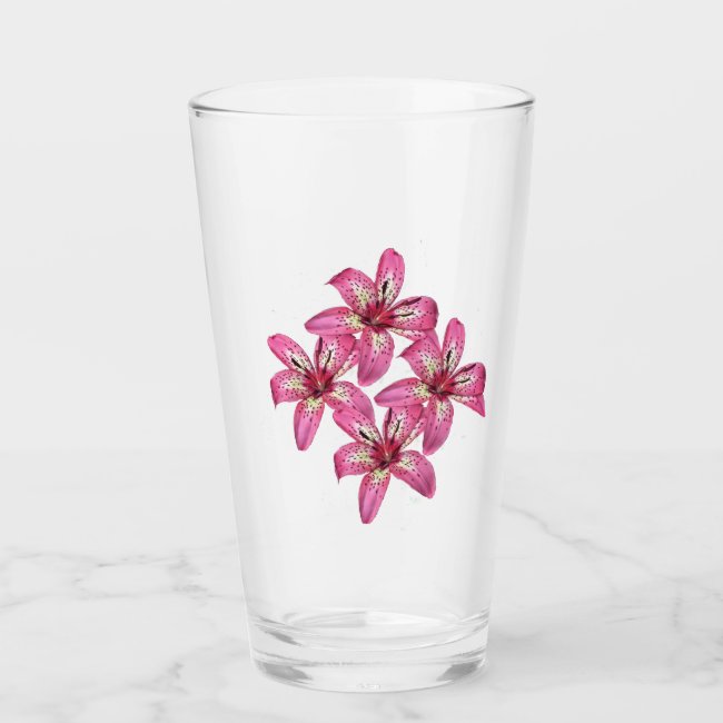 Pink and Yellow Asiatic Lilies Glass Tumbler