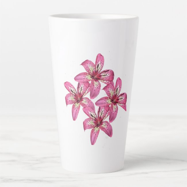 Pink and Yellow Asiatic Lilies Latte Mug
