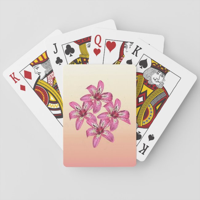 Pink and Yellow Asiatic Lilies Playing Cards