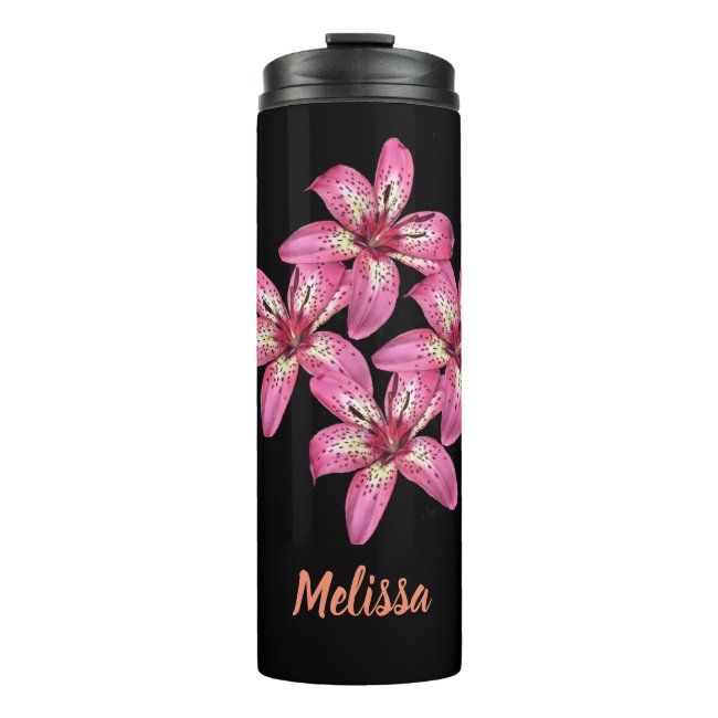 Pink and Yellow Asiatic Lilies Thermal Tumbler