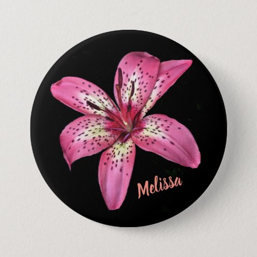 Pink and Yellow Asiatic Lily Button