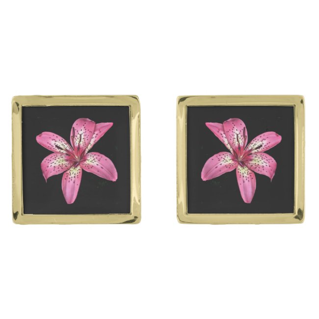 Pink and Yellow Asiatic Lily Cufflinks