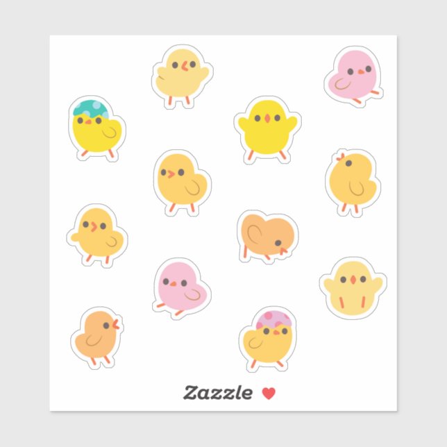 Pink and Yellow Baby Chicks Stickers (Sheet)