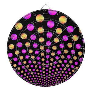 Pink and Yellow Balls on Black Dartboard