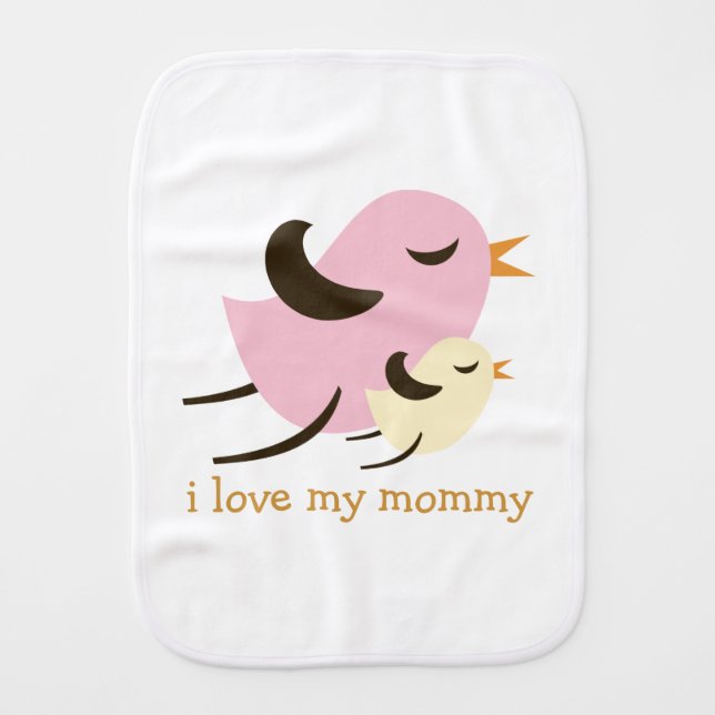 Pink and Yellow Birds Baby Burp Cloth (Front)
