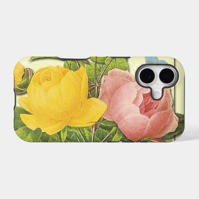 Pink and Yellow Botanical Rose Bouquet Case-Mate iPhone Case (Back (Horizontal))