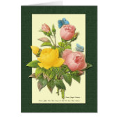 Pink and Yellow Botanical Roses Art Card (Front)