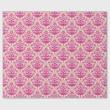 Pink and yellow branching floral gift wrap