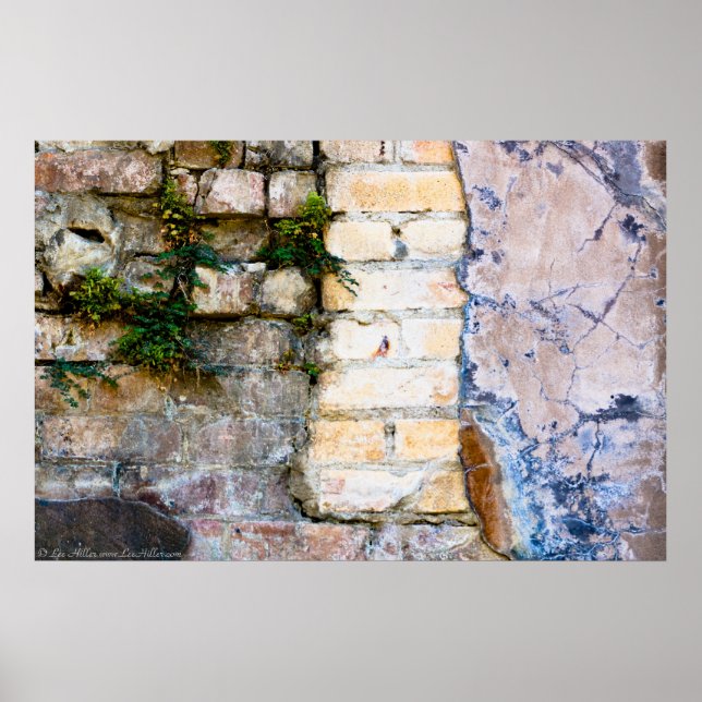 Pink and Yellow Brick Wall HDR Poster (Front)