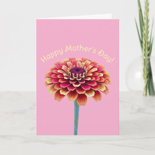 Pink and Yellow Bright Flower Mother's Day  Card