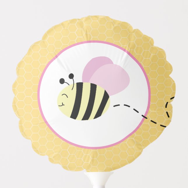 Pink and Yellow Bumble Bees Balloon (Front)
