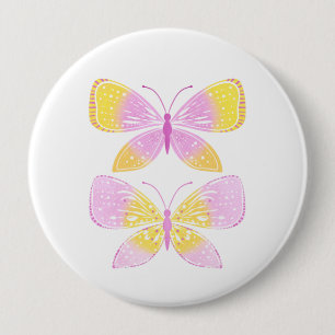 Pink and Yellow Butterflies Button