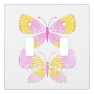 Pink and Yellow Butterflies Light Switch Cover