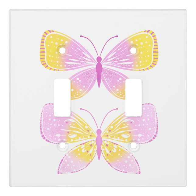 Pink and Yellow Butterflies Light Switch Cover (Front)