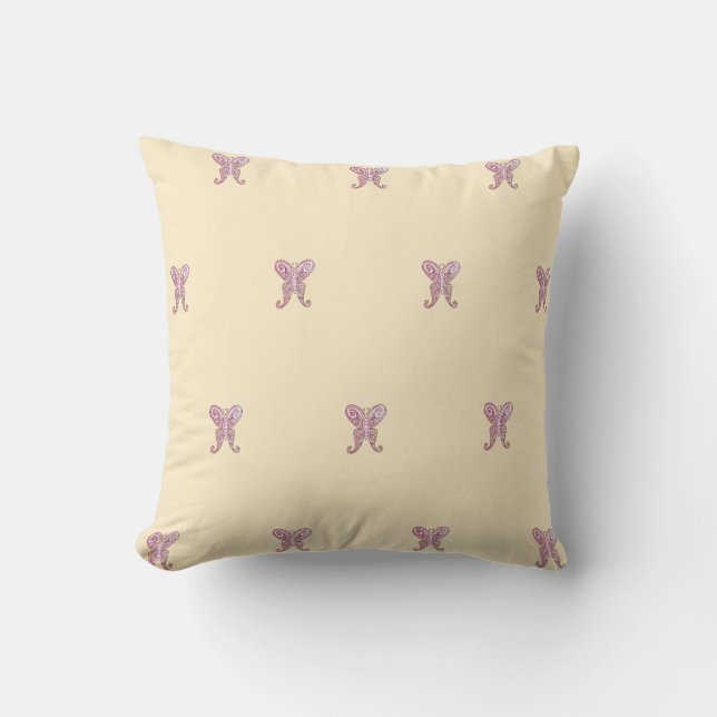 Pink and Yellow Butterfly  Throw Pillow (Front)