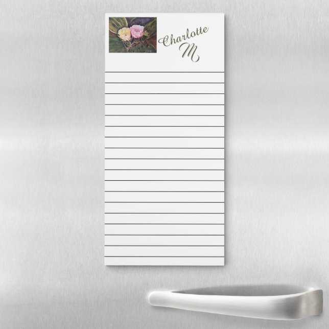 Pink and Yellow Cactus Flowers Magnetic Notepad (In Situ)