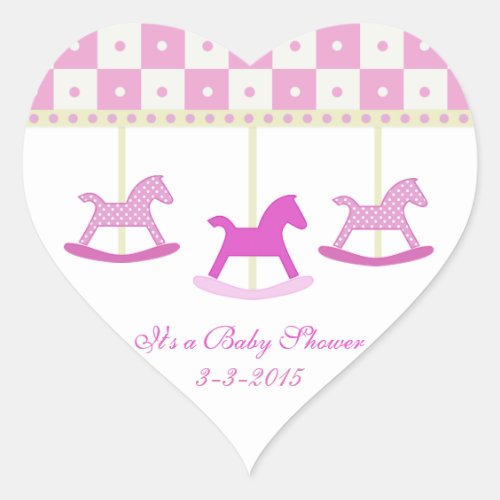 Pink and Yellow Carousel Baby Shower Stickers