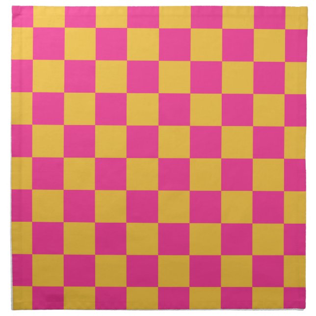Pink and Yellow Checkerboard Cloth Napkin (Front)