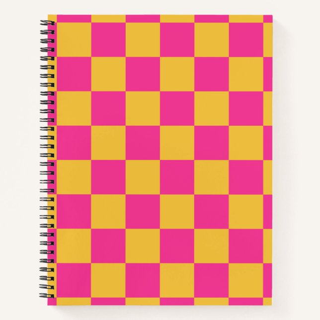 Pink and Yellow Checkerboard Notebook (Front)