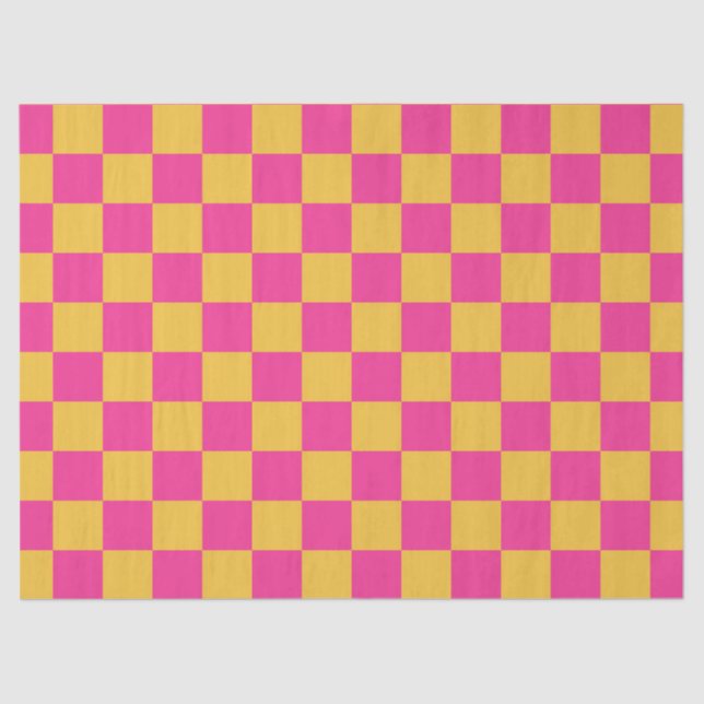 Pink and Yellow Checkerboard Tissue Paper (Front)