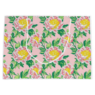 Pink and Yellow Chinoiserie Floral Large Gift Bag