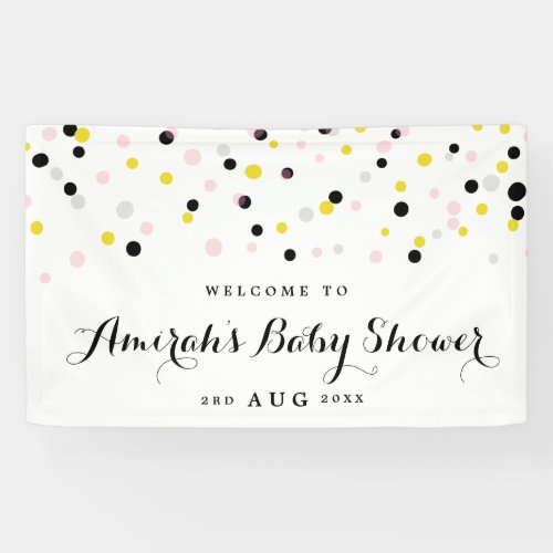 Pink and Yellow Confetti Polka Dots Baby Shower Banner