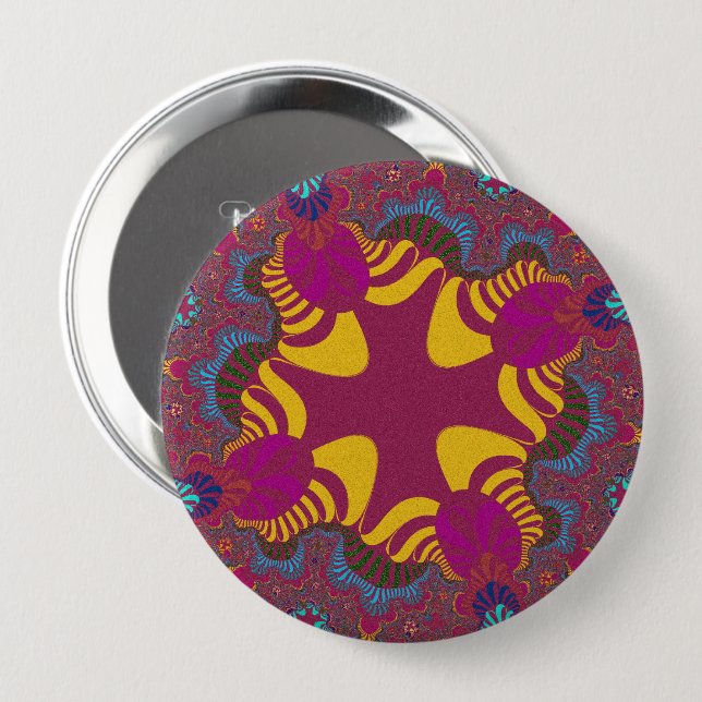 Pink and Yellow Cross Button (Front & Back)