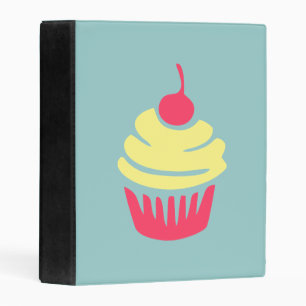 Pink and Yellow Cupcake with Cherry On Top Mini Binder