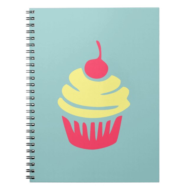 Pink and Yellow Cupcake with Cherry On Top Notebook (Front)