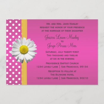 Pink And Yellow Daisy Wedding Invitation by party_depot at Zazzle