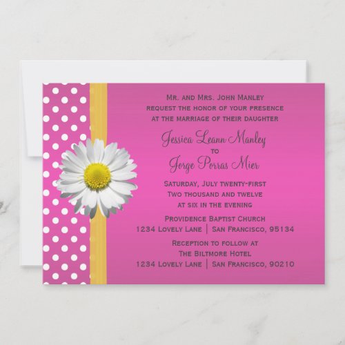 Pink and Yellow Daisy Wedding Invitation