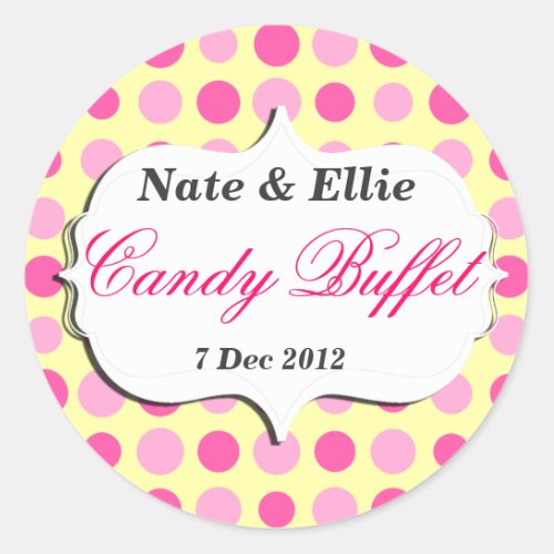 Pink and yellow dotty Candy Buffet Sticker