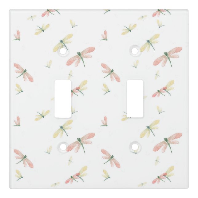 Pink and Yellow Dragonflies Double Switch Cover  (Front)