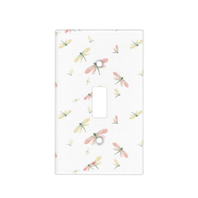 Pink and Yellow Dragonflies Single Switch Cover (Front)
