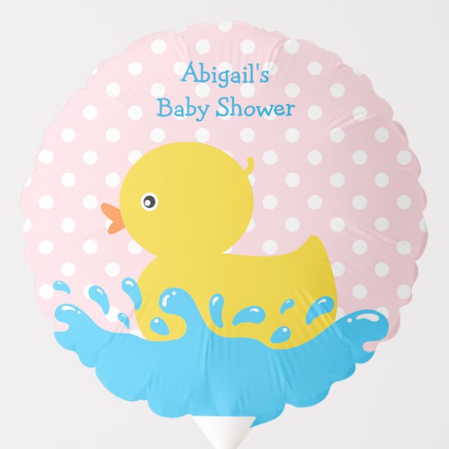 Pink and Yellow Duck Baby Shower Custom Balloon (Front)