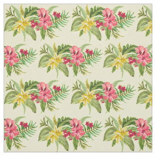 Pink And Yellow Exotic Flowers Fabric