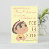 Pink and Yellow First Birthday Baby Girl Party Invitation (Standing Front)