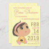 Pink and Yellow First Birthday Baby Girl Party Invitation (Front/Back)