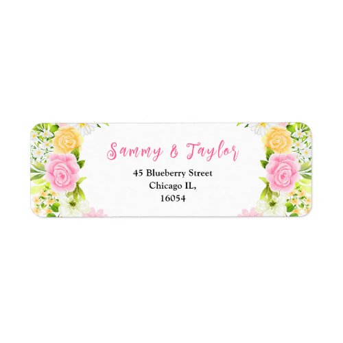 Pink and Yellow Floral and Foliage Label