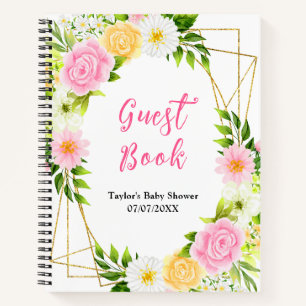 Pink and Yellow Floral Baby Shower Guest Book