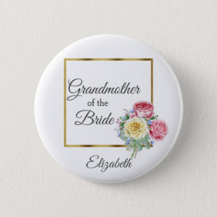 Pink and Yellow Floral Grandmother of the Bride Button