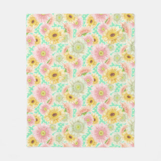 Pink and Yellow Floral Pattern Fleece Blanket
