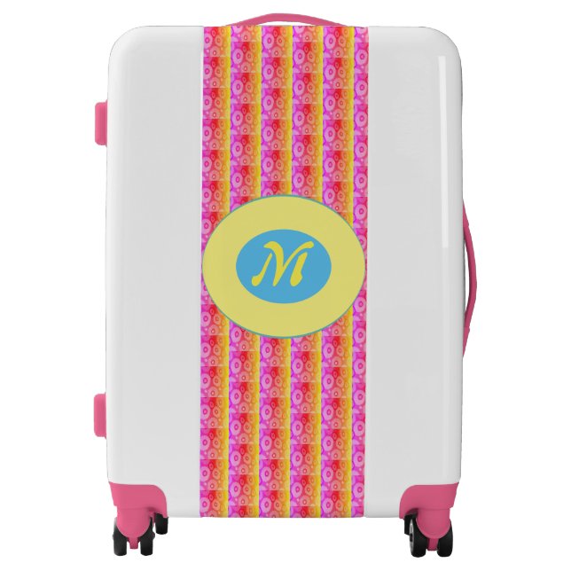 Pink and Yellow Floral Rainbow Luggage (Front)