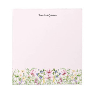 Pink and Yellow Floral Wildflowers Personalized Notepad