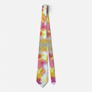 Pink and Yellow Flow H Pattern Neck Tie
