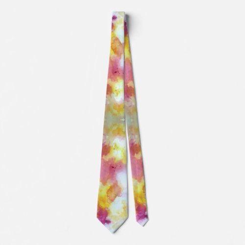 Pink and Yellow Flow H Pattern Neck Tie