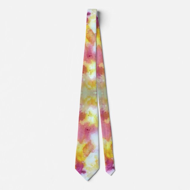 Pink and Yellow Flow H Pattern Neck Tie (Front)