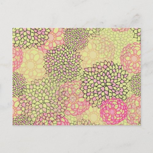 Pink and Yellow Flower Burst Design Postcard