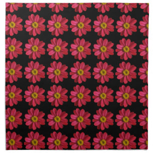 Pink and Yellow Flower on Black Napkin