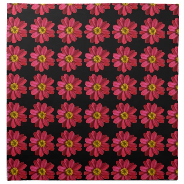 Pink and Yellow Flower on Black Napkin (Front)